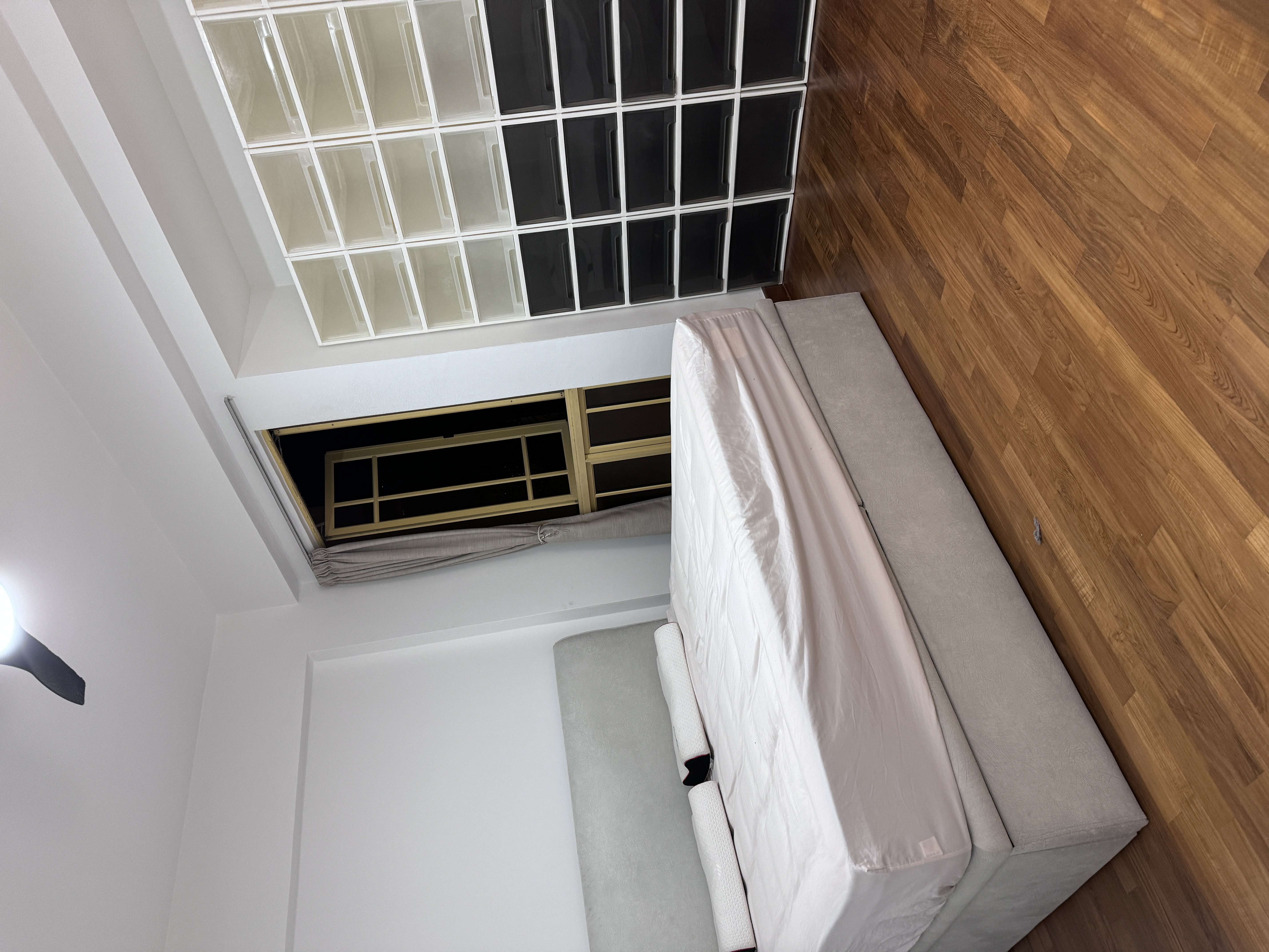 Master bedroom with king bed and storage